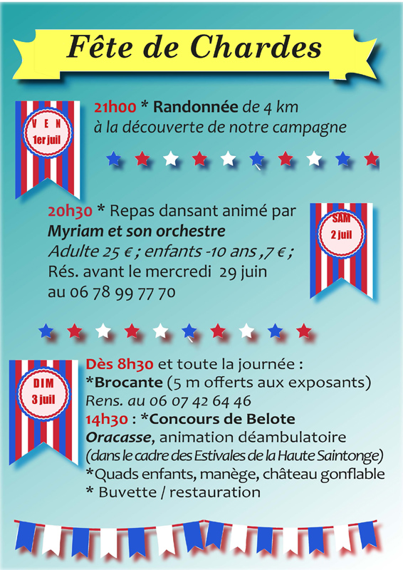 Le programme de la fête de Chardes 2016