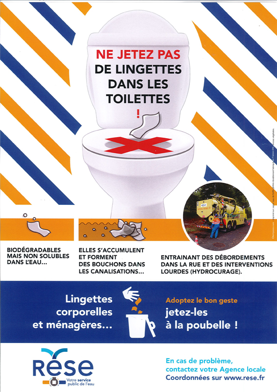 NE JETEZ PAS DE LINGETTES DANS LES TOILETTES !